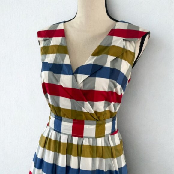 Maeve by Anthropologie Belted Wrap Dress - Size 6 - Multicolor Stripe - EUC - Picture 2 of 8